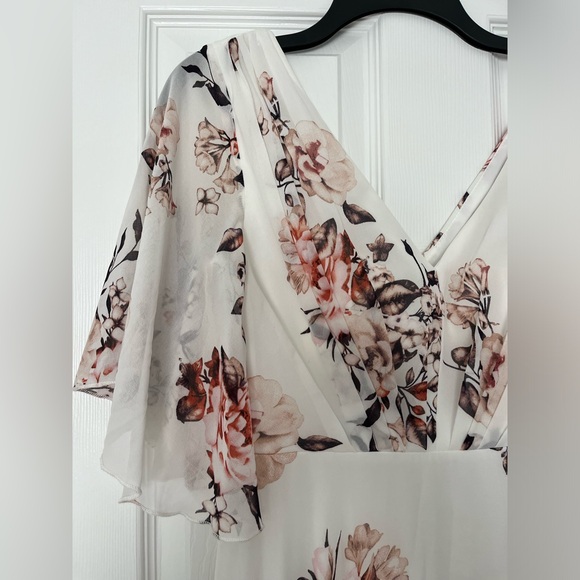 White Maxi Dress with Pink Floral - Picture 3 of 6